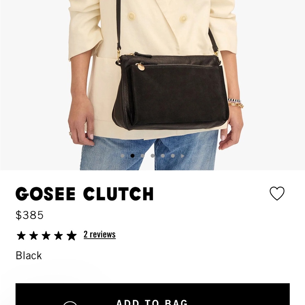 Clare V Black Leather and Suede  gosee clutch Crossbody Bag - Picture 2 of 7